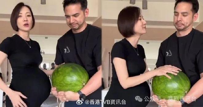 25磅西瓜体验做大肚婆滋味王君馨怀孕39周！老公怀(图3)